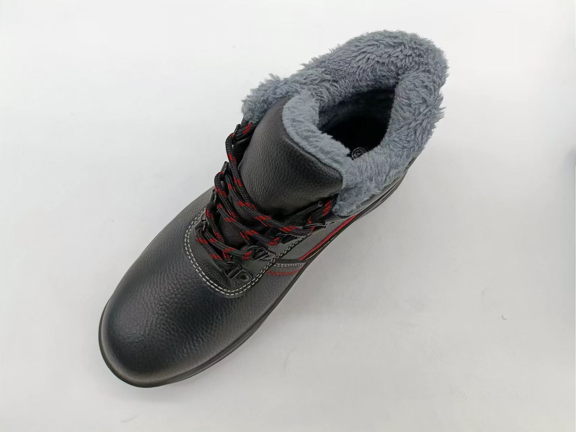 Anti Puncture Winter High Top Shoes Black Leather Slip Resistant Shoes Durable