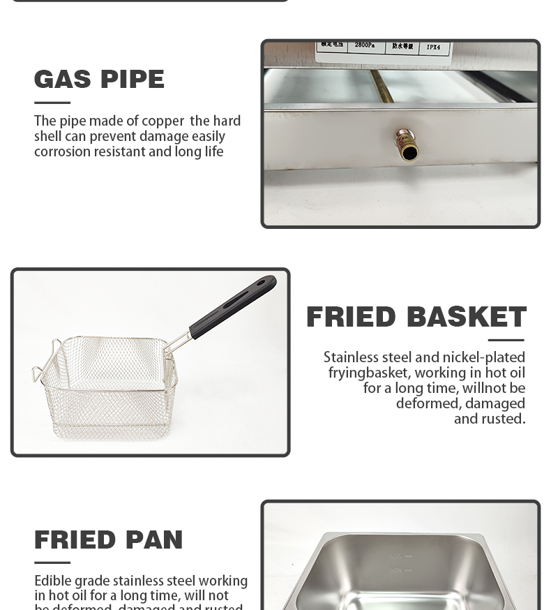 Stainless Steel Temperature Mini Electric Gas Deep Fryer for Commercial Restaurant