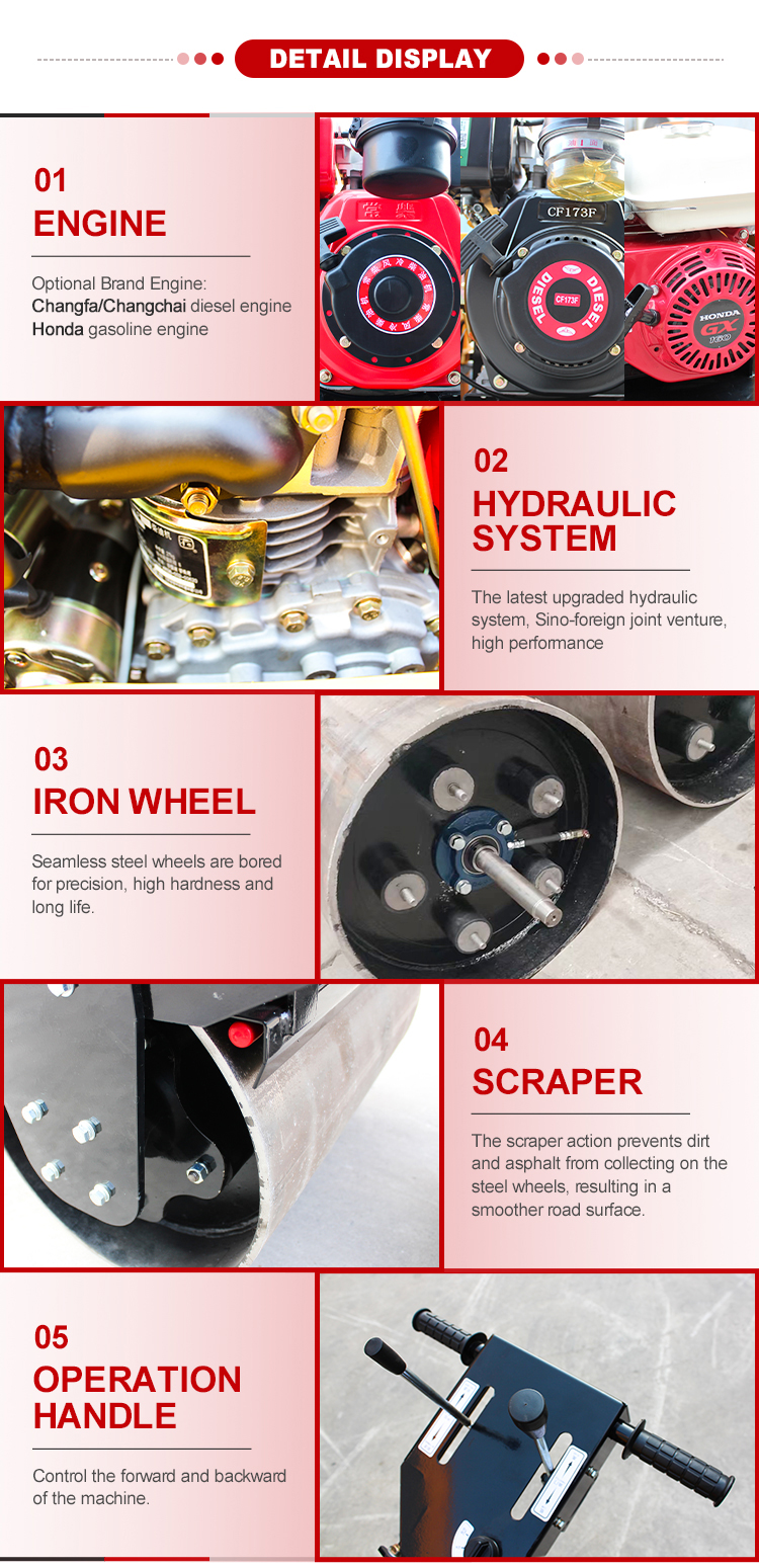 2.5L Fuel Tank Capacity Single Wheel Roller for Walk Behind Vibratory Compaction