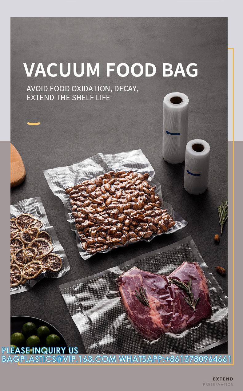 Transparent PA PE Plastic Storage Bags Vacuum Sealer Food Saver Roll 30m Embossed Vacuum Sealer Bags Packaging