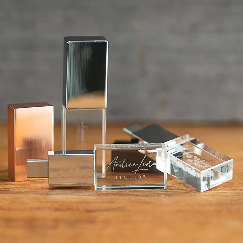 Engraving Or Print Logo Fast Speed Crystal Usb Flash Drives With Type C And UDP