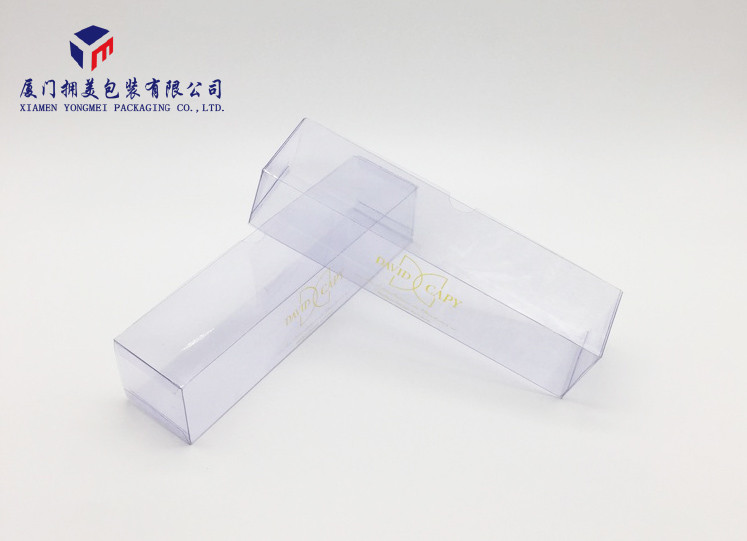 Non Toxic Clear PVC Packaging Boxes Light Weight Cover + Base Gold Hot Stamping
