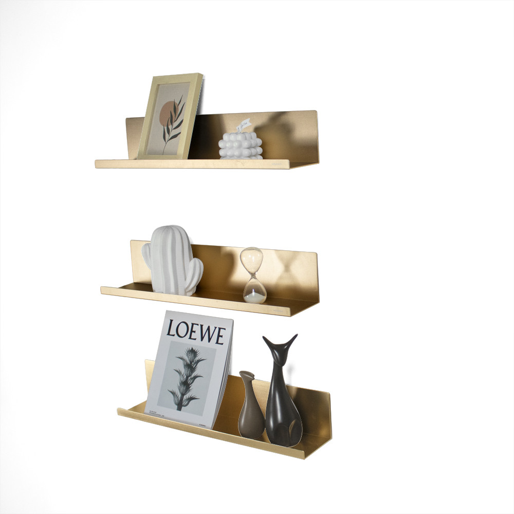 Modern Aluminum Structural Frame L Shape Golden Floating Shelf Wall