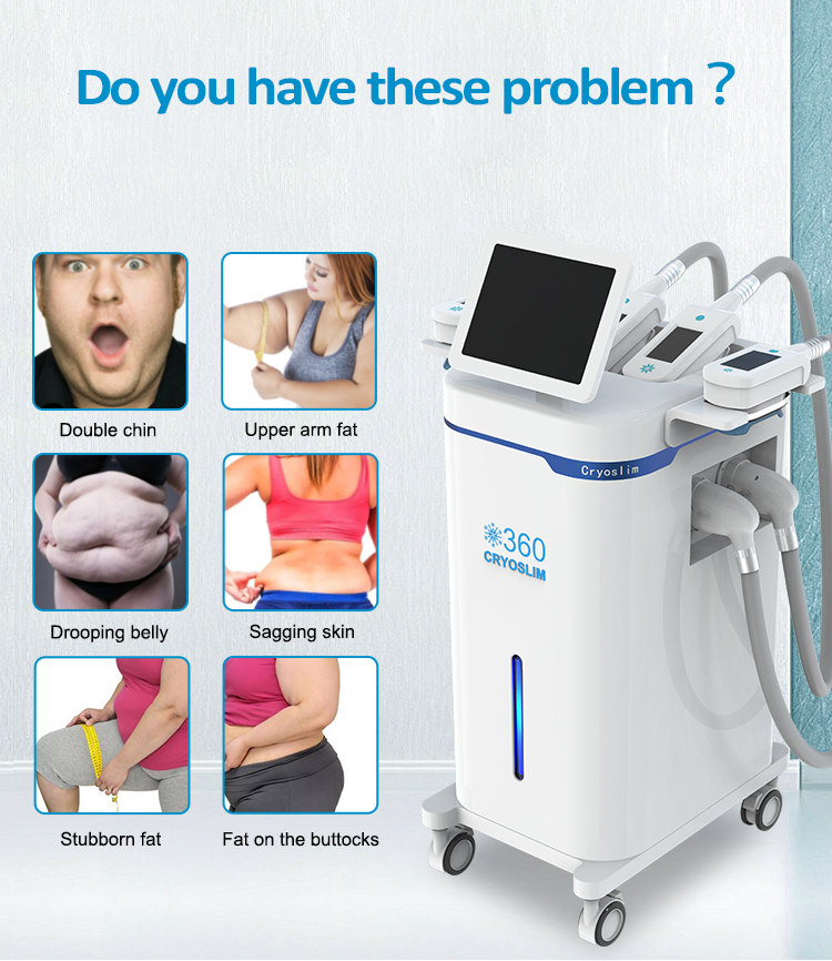 360 degree cooling 3S freezing fat body slimming machine with 4 cryo handles