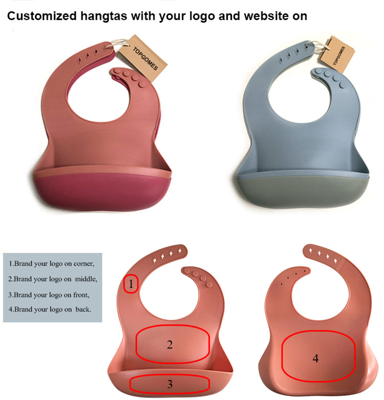 OEM Custom Adjustable Length Silicone Baby Bib With Food Catcher