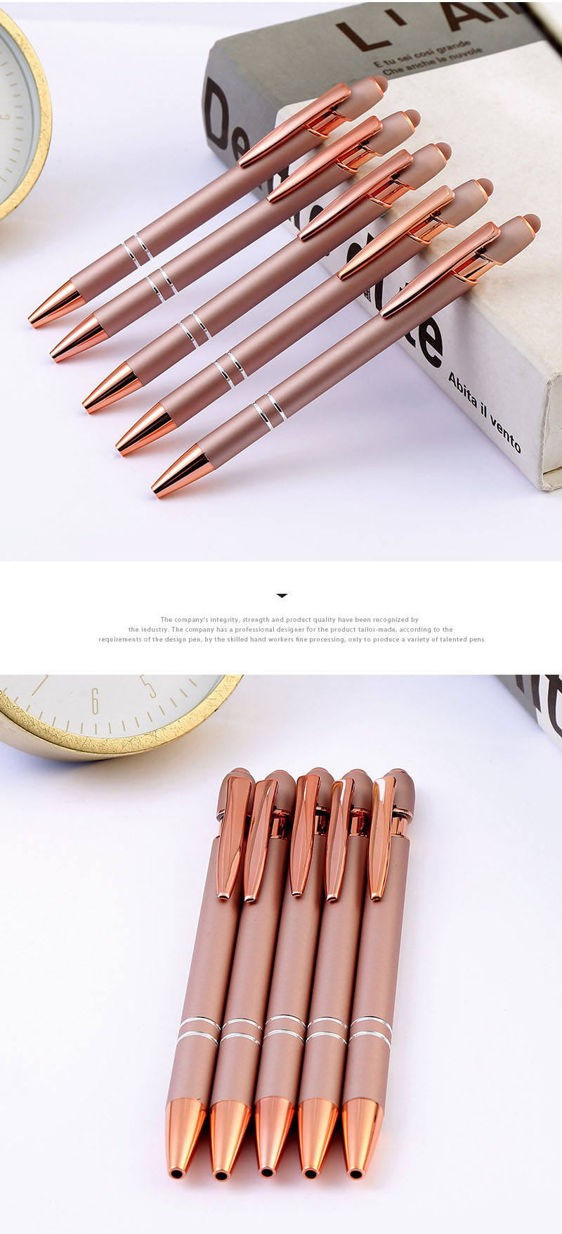 Gel-Ink Ball Pen With Rose Gold Rose Pink Advertising Ballpoint Pen Personalized Gift