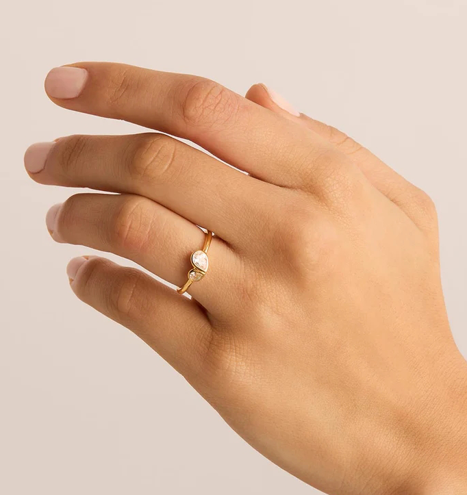 Minimalist Heart Symbol 925 Sterling Silver Ring with Channel Setting Inlay Technology