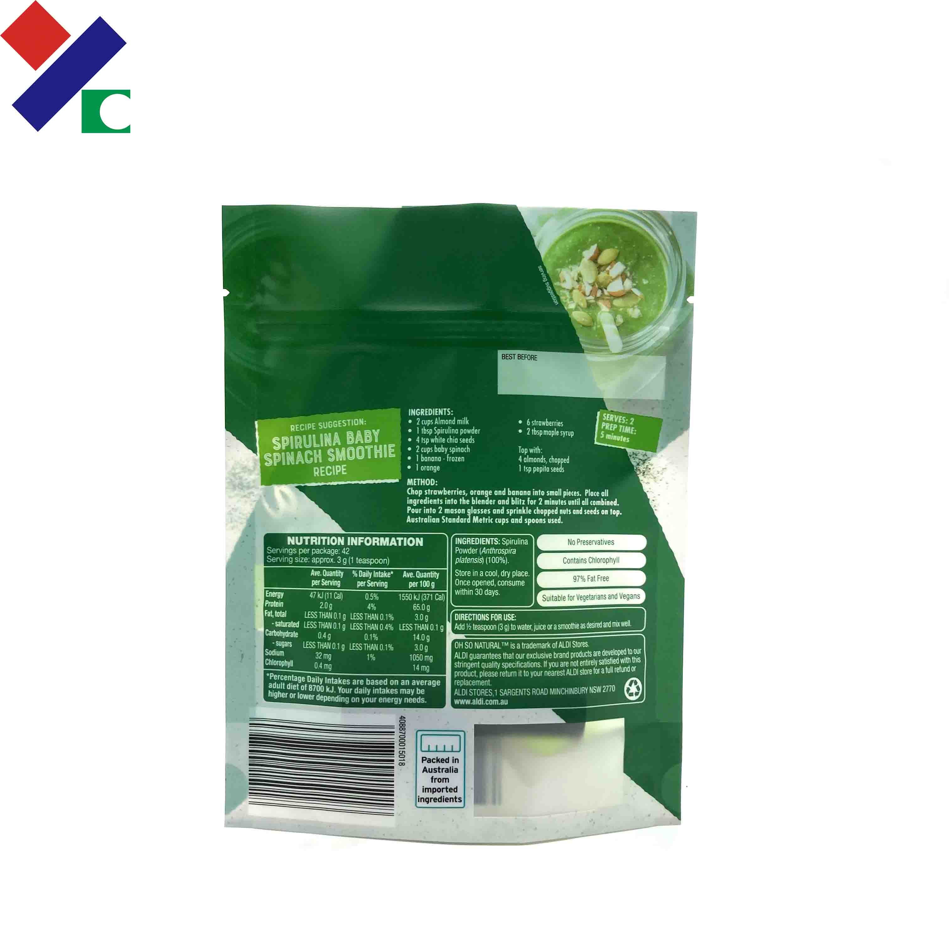 YC Clear Plastic Stand Up Zipper Pouch Custom Printed CPST For Snack Nuts