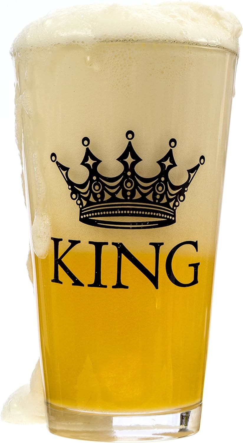 King Beer & Queen Wine Glass Set For Newlyweds Anniversaries