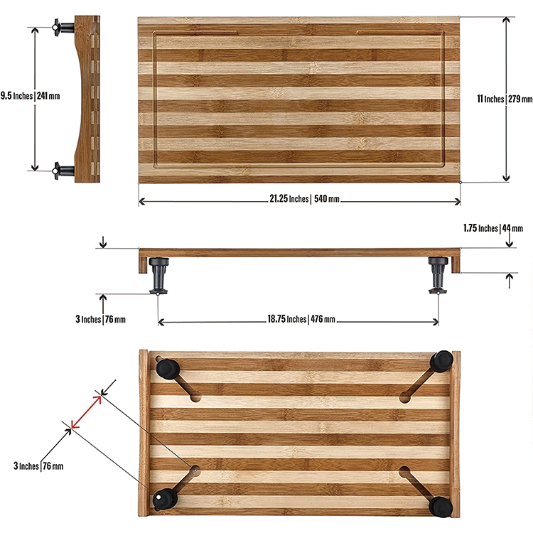 Chopping Blocks for Commercial Buyers Multi-Functional Bamboo Countertop Cutting Board