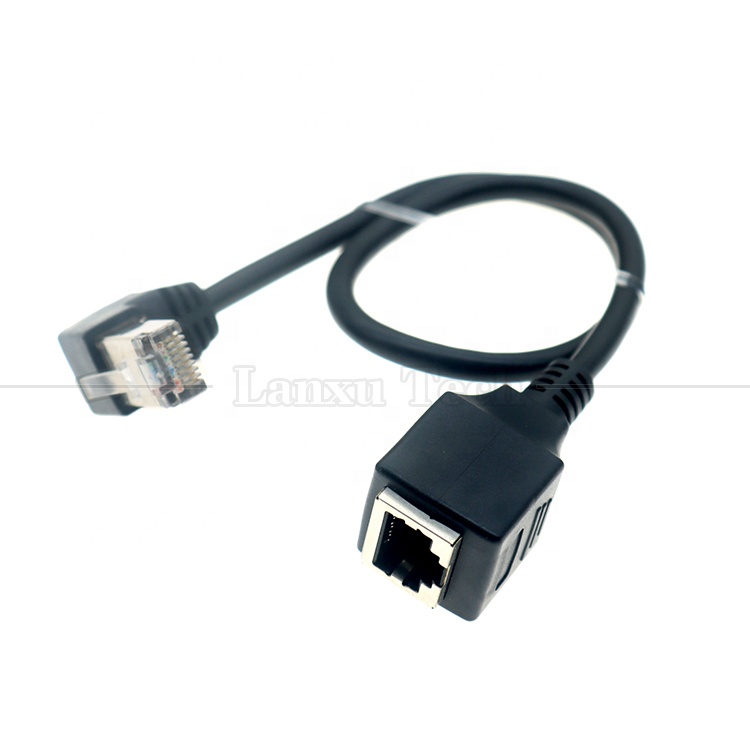 90 Degree Angle RJ45 Male to RJ45 Female Socket Cat5e Ethernet Lan Cable