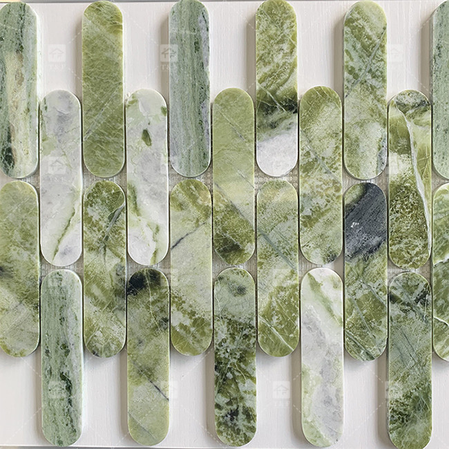 Long Oval Stone Mosaic Subway Wall Tiles For Bathroom And Living Room
