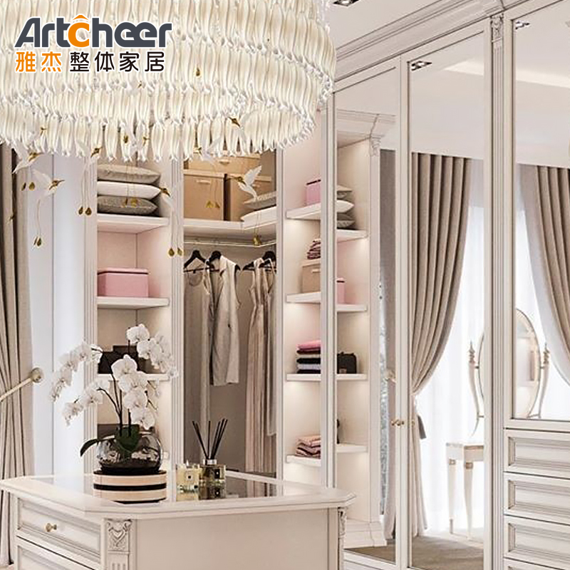 European Style Walk In Wardrobe with Customized Size Foldable Sliding Door Cabinet