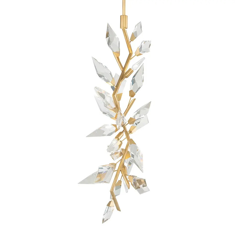60W Hand-Cut Faceted Crystal Leaf Chandelier With LED Bulbs