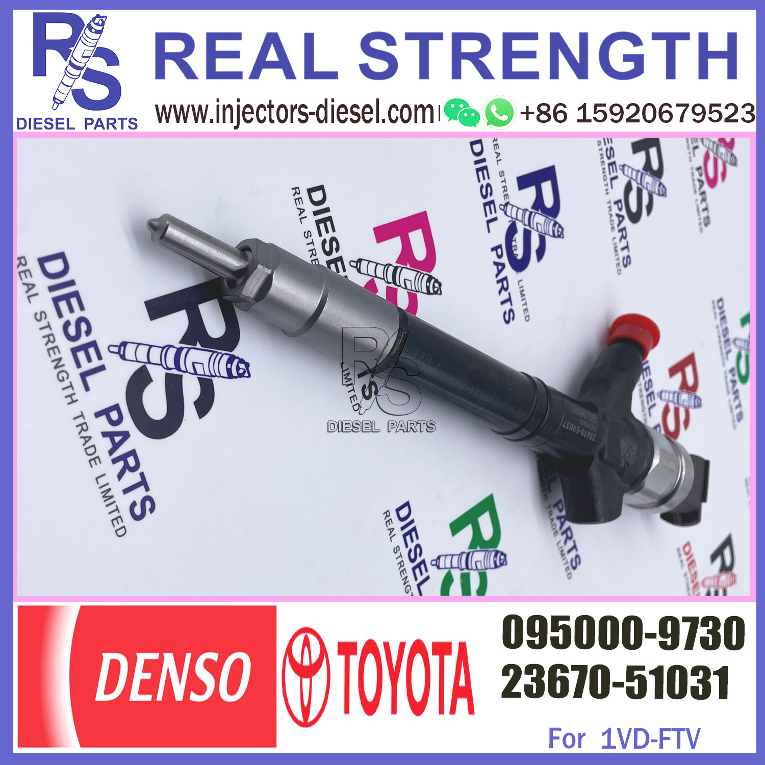 Diesel diesel fuel injector 095000-9730 for OE 23670-51031 1VD-FTV Diesel Engine