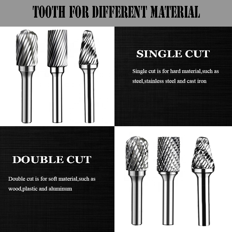 Se Oval Egg C1225 6mm Rotary Flame Shape Rotating Tungsten Carbide Burrs 8mm
