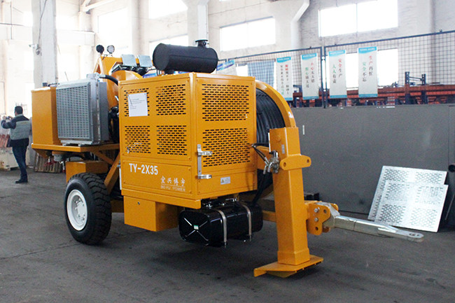 Max Continuous Pull 2x35kN Overhead Line Stringing Equipment Hydraulic Tensioner