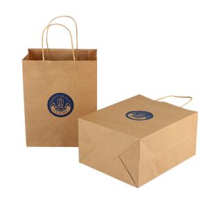 China Recycled Kraft Paper Shopping Bags With Handles , Brown Paper Grocery Bags on sale