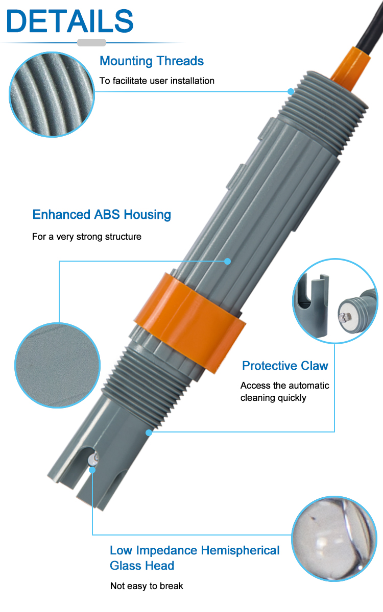 Analog PH Electrode With PT1000 Temperature Compensation For Industrial Water