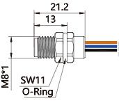 IP67 M8 Connector After Install Male 3P Shield 0.2m Cable Length