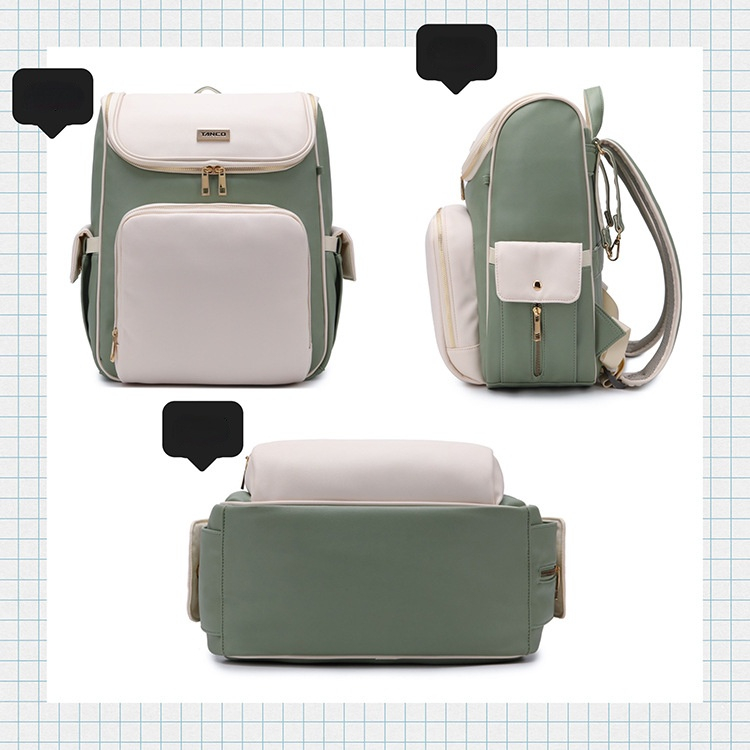 New Large-capacity PU Leather Diaper Bag Waterproof Shoulder Mommy Backpack With Stroller Strap For Mom