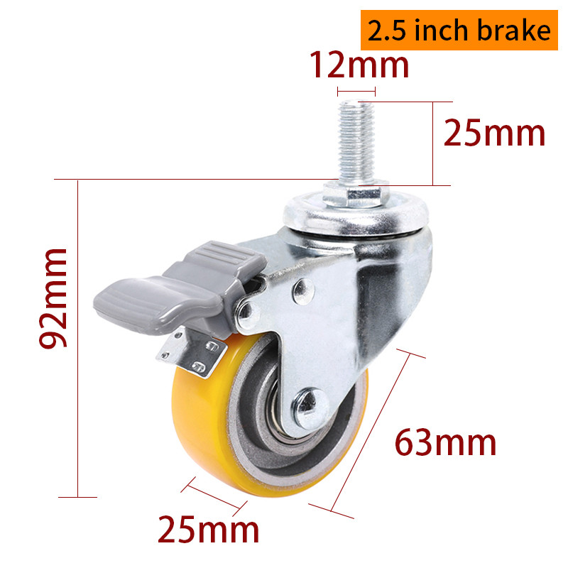 EDL Light Duty 2.5inch 80kg Threaded TPU Caster by Swivel and Brake type