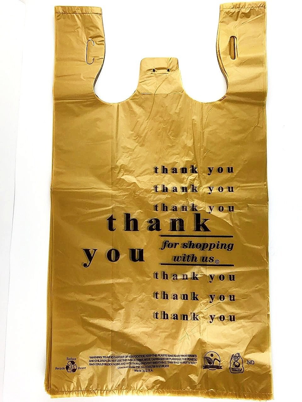 Large Plastic Grocery Reusable T Shirts Carry-out Bag , Black Colour , HDPE material