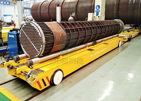 10t steerable battery transfer trolley on cement ground with PU wheels for aluminium coil factory