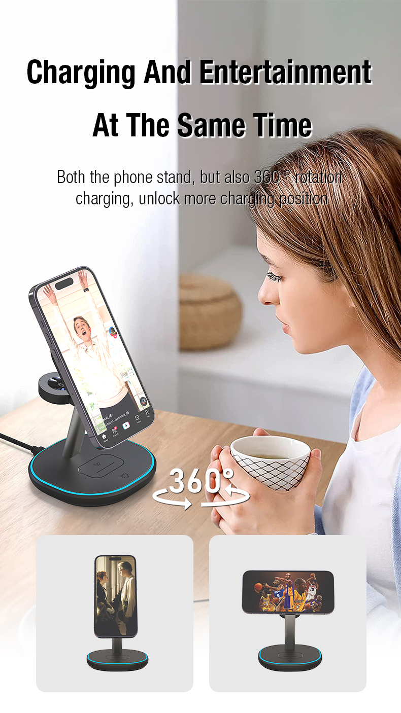 Fast Wireless Charger Dock with Holder Multi-function Integrated and Logo 500PC Free