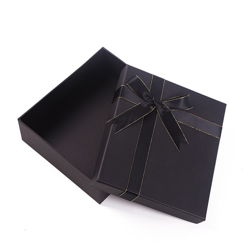 Ribbon Bow Tie Lid and Base Carton Box, Luxury Gift Paper Packaging Boxes