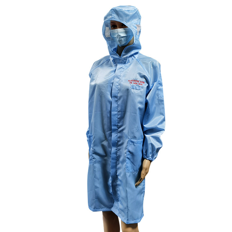 5mm Stripe Polyester Carbon Fiber ESD Smocks Coats For Lab
