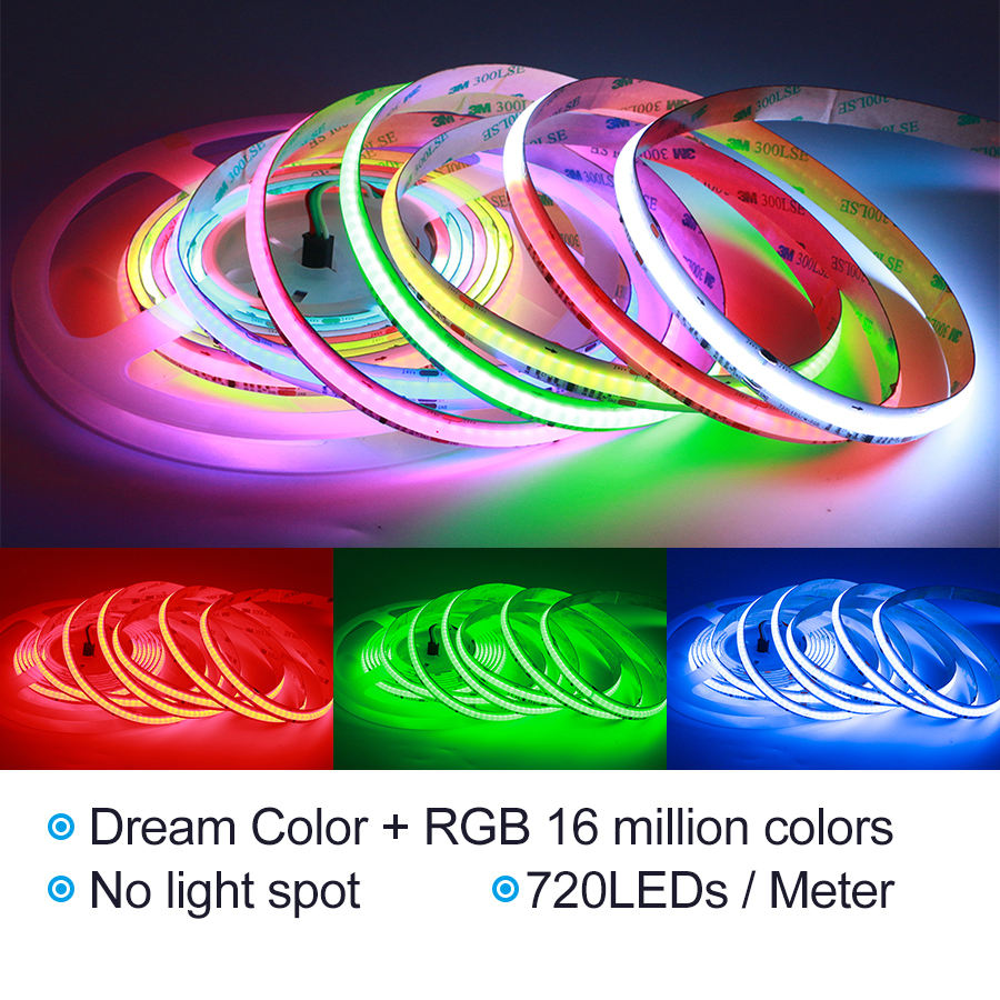 Ws2812b COB LED Strip Dream Color RGB RGBW Strip Light 24V 720leds/M