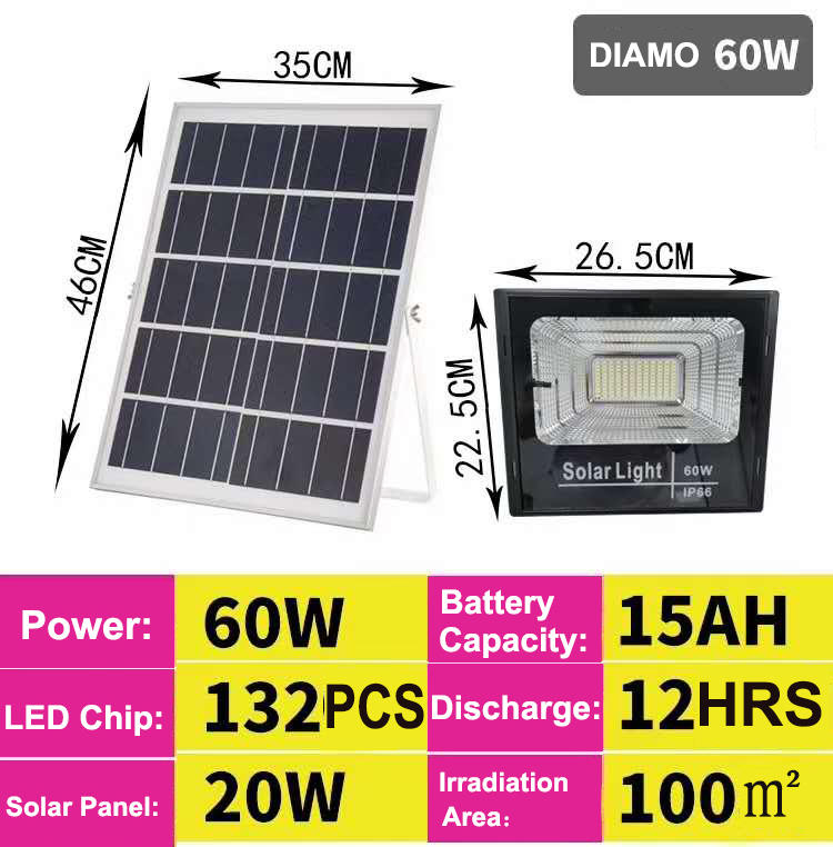 80C Working Temperature 30W 60W 100W 150W 200W 300W Solar LED Lamp for Outdoor Playground