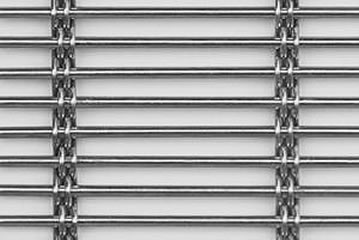 Crimped wire mesh with 20mm weft pitch.