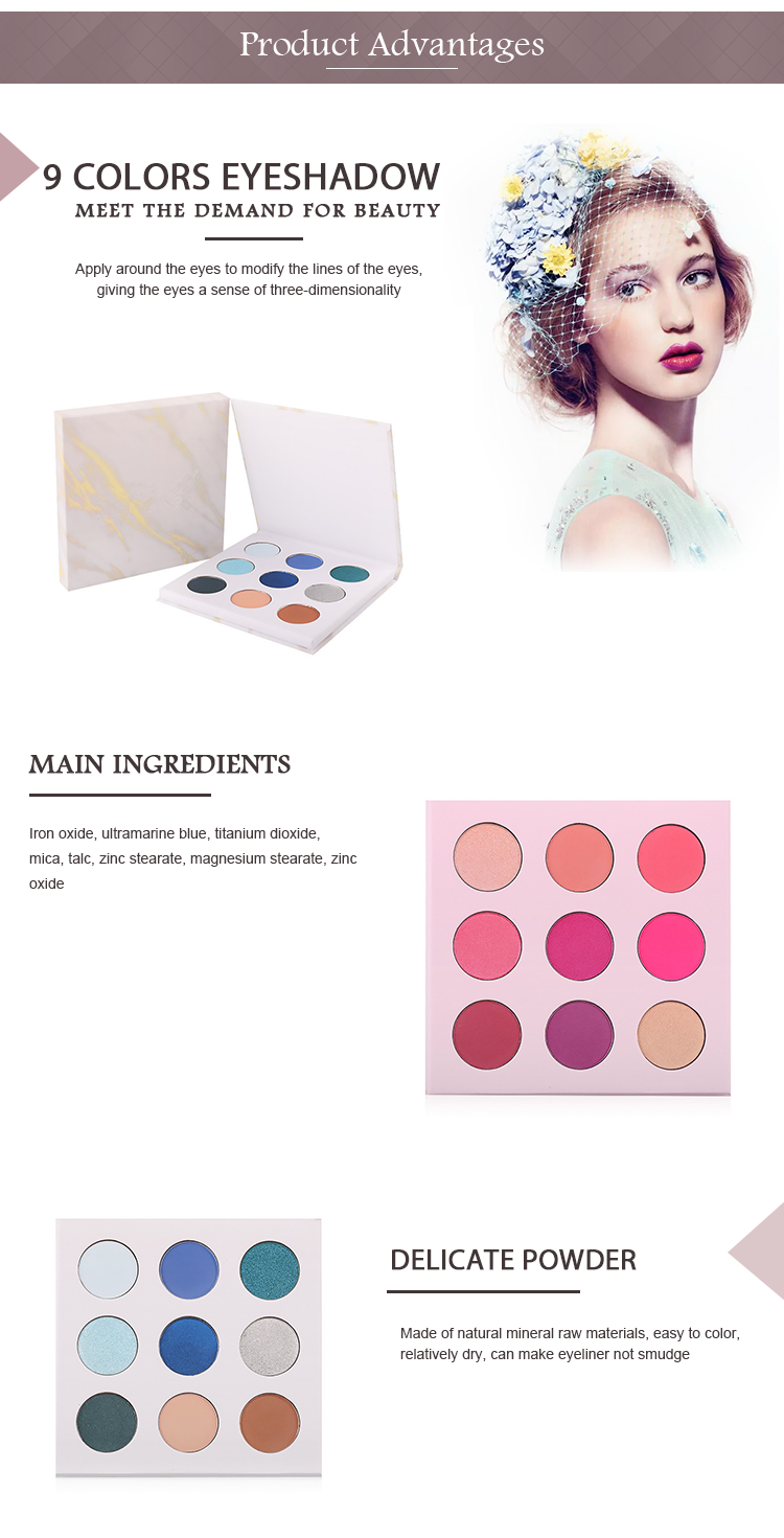 9 Colors Private Label Eyeshadow Palette Custom Eyeshadow Palette Private Label