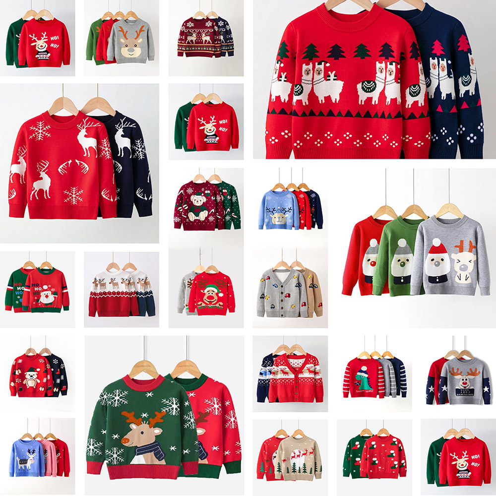 girls printing dress baby christmas red frock A-line dress christmas sets