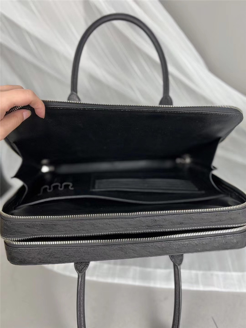 Authentic Ostrich Skin Businessmen Working Travel Purse Laptop Briefcase Genuine Leather Male Large Top-handle Handbag