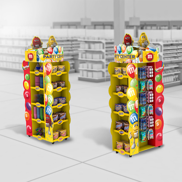 Customized Point Of Sales Displays Candy Display Rack With Adjustable Trays
