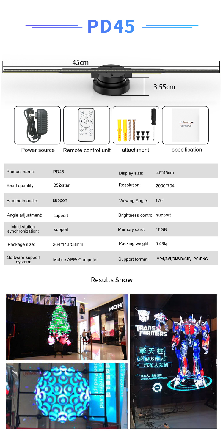 5mm Pixel Pitch Fan Hologram 3D Advertising Projector for Indoor Visual Merchandising