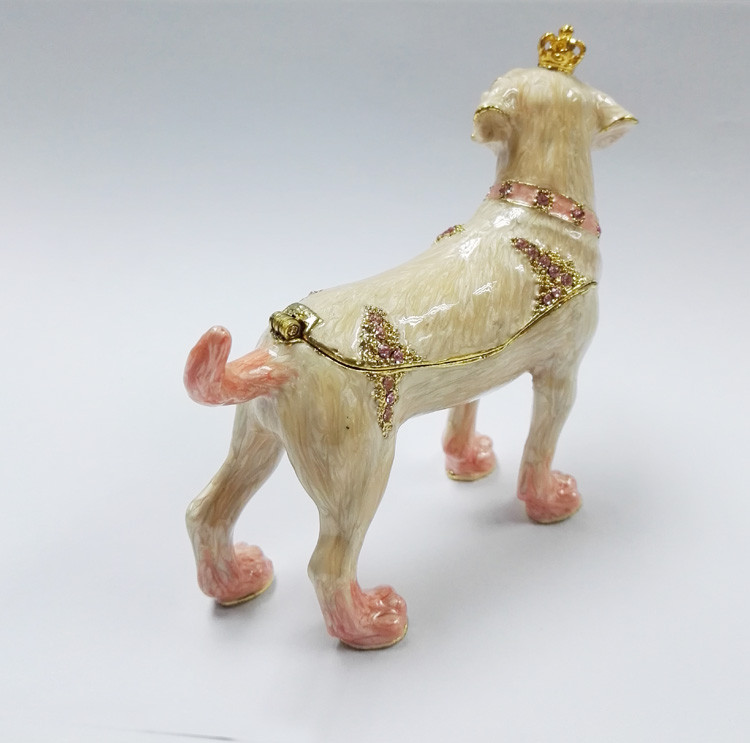 Factory offer New design Pewter Alloy Rhinestone Dog metal jewelry box