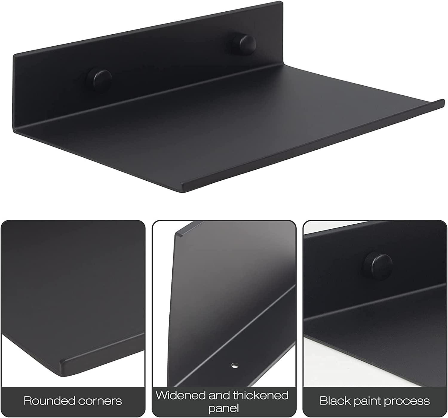 2mm Thickness Matte Black Floating Shelves for Storage and Decoration Sample Offered