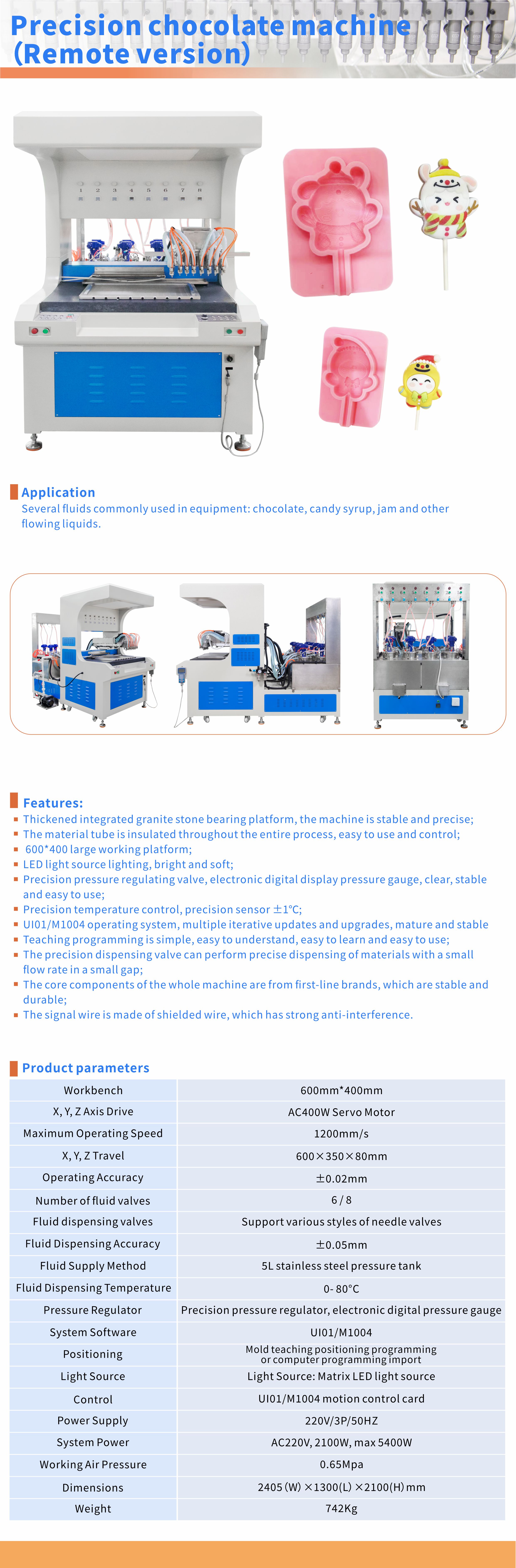 Blue White Chocolate Decorating Machine Automatic Chocolate Ball Making Machine