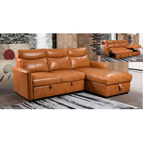 Extendable Modern Leather Sofa Anti Scratch Multiscene Wear Resistant