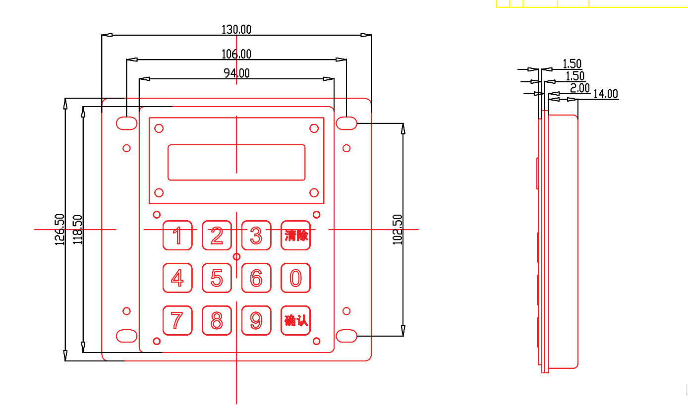 Ss 304 Led Display Waterproof Numeric Keypad 12 Key Industrial
