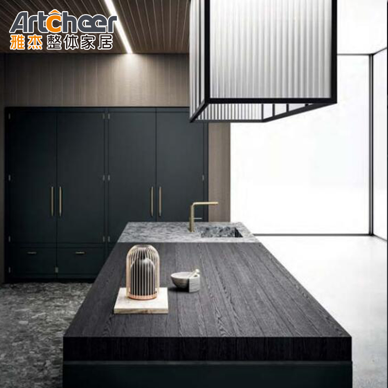 Solid Wood Kitchen Cabinet in Customized Size with Waste Container and Modular Design