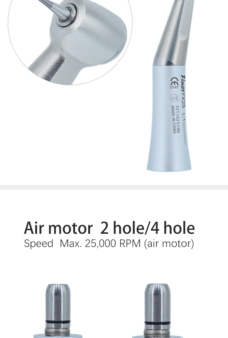 Straight Nose Dental Handpiece Unit 0.3-0.35Mpa With Air Motor