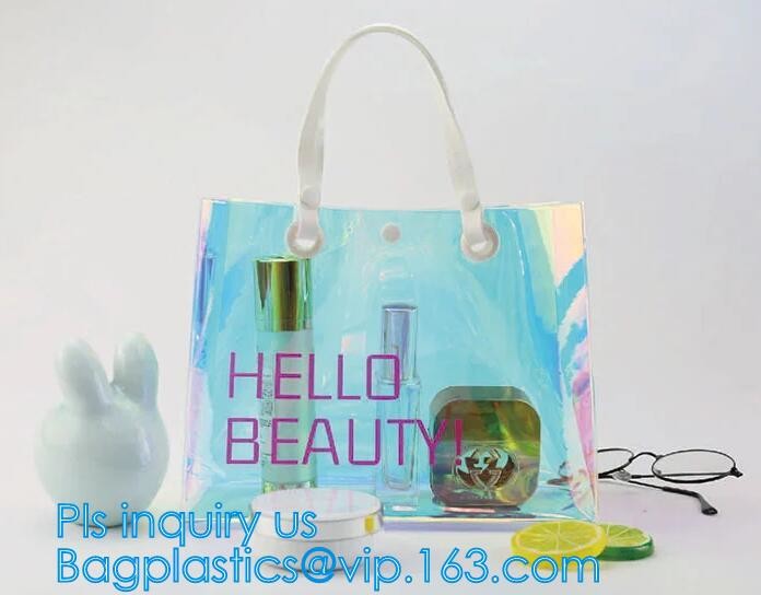 Summer Beach Bag Clear PVC Shoulder Bag new style, Fashion transparent jelly iridescent manufacturer clear shoulder purs