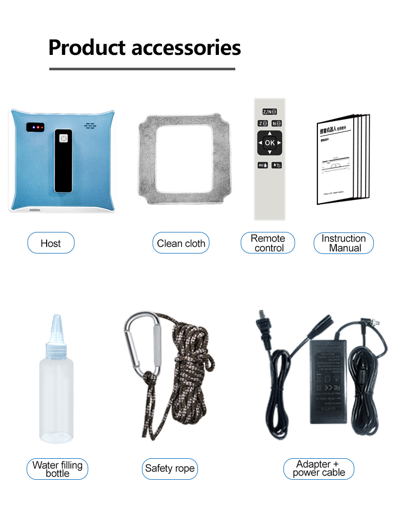 Smooth Window Washing Robot 65DB 72W High Rise Window Cleaning Robot