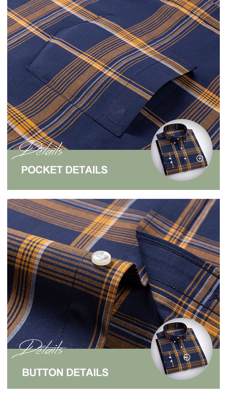 Men's 100% Cotton Plaid Button Collar Shirts Versatile Cardigan Tops for Any Occasion