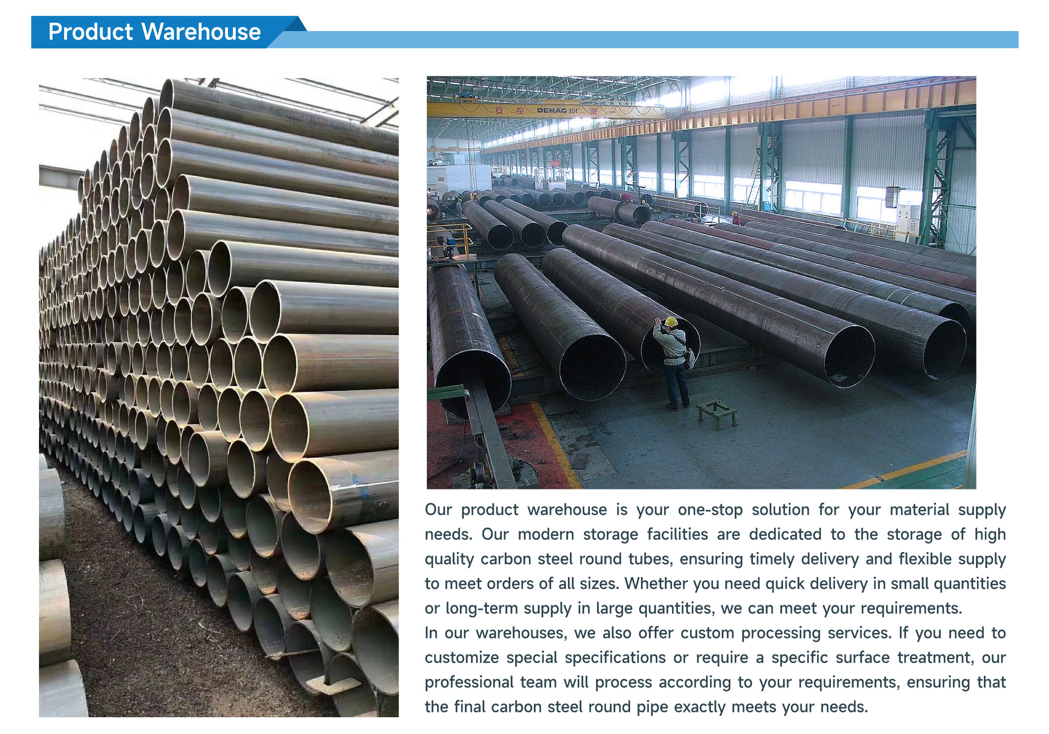 Round Welded Steel Pipes Black Painted Boiler Pipe Non Oiled